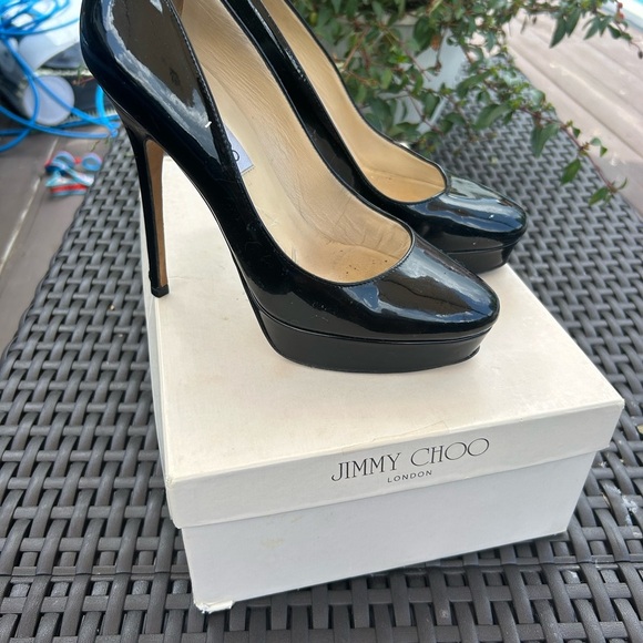 Jimmy Choo Cosmic 120 mm Black Patent Leather Heels Size 37 - Picture 4 of 12